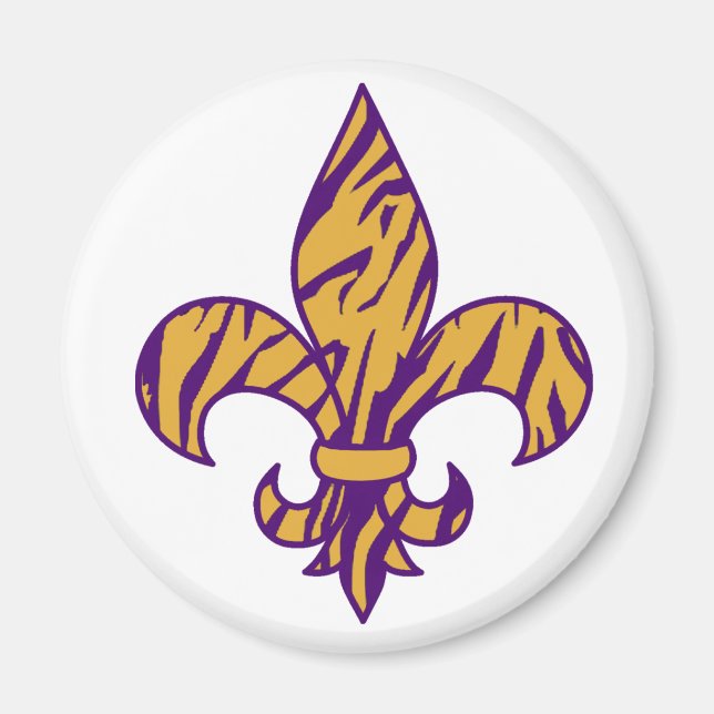 Aimant de Fleur de Lis au tigre pourpre et or (Devant)