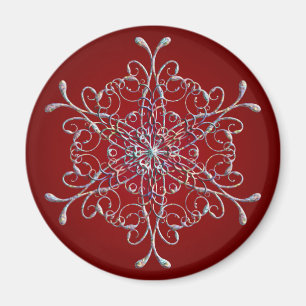 Aimant de flocon de neige rouge Iridescente