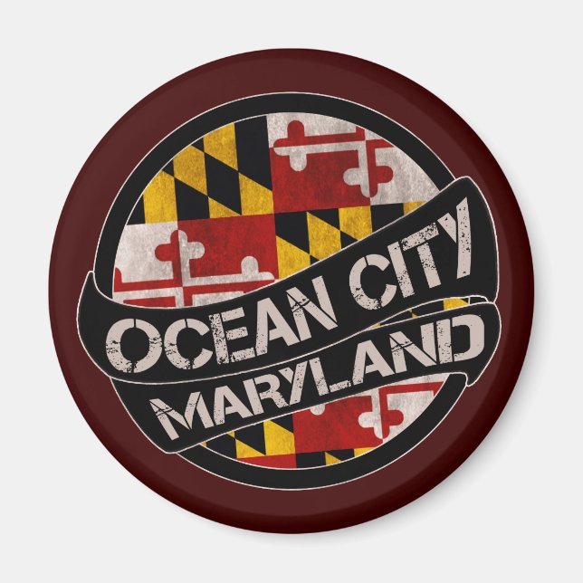 Aimant de grunge drapeau Ocean City Maryland (Devant)