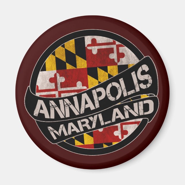 Aimant de grunge du drapeau du Maryland d'Annapoli (Devant)