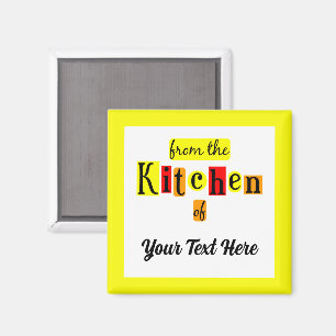 Aimant De la cuisine de bordure jaune personnalisée rétro