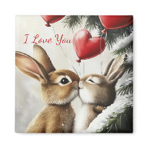 Aimant de la Saint-Valentin couple de lapins roman
