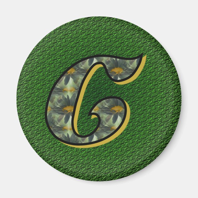 Aimant de marguerite noire C initial monogramme (Devant)