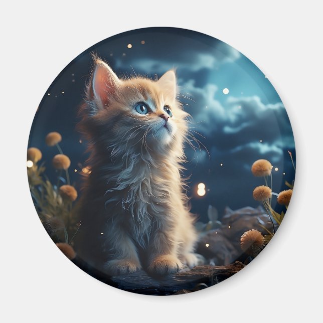 Aimant De mignons animaux sous le ciel étoilé (Devant)