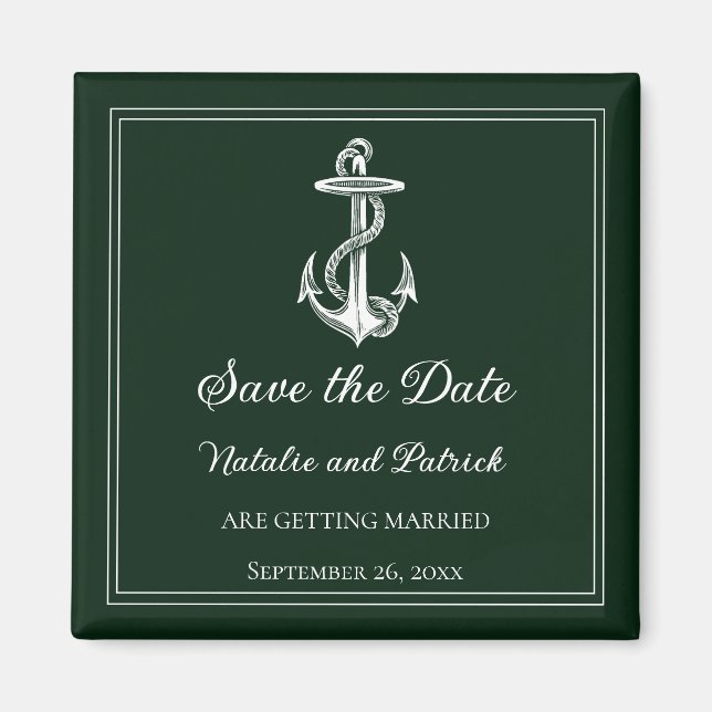Aimant de mise à jour de date de mariage vert émer (Devant)
