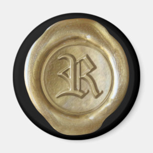 Aimant de monogramme de joint de cire - or - les