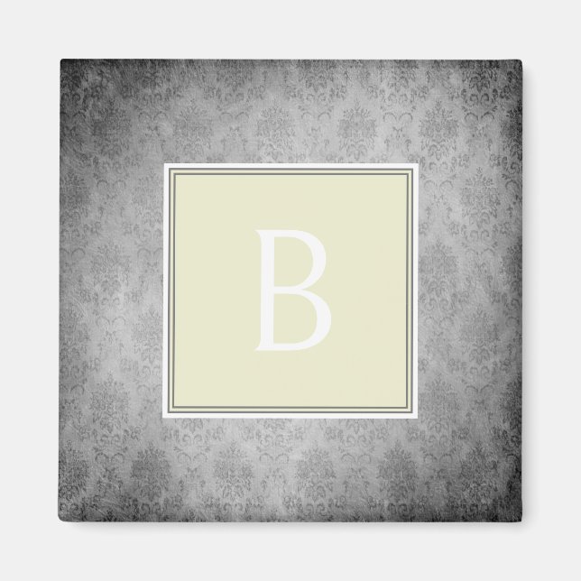 Aimant de monogramme Vintage jaune (Devant)