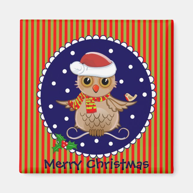 Aimant de Noël mignon avec hibou de dessin animé e (Devant)