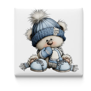 Aimant de Noël Ourson Bleu Fantaisiste