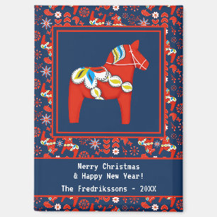 Aimant de Noël personnalisé de Cheval Dala Suédois
