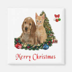 Aimant de Noël pour chaton et chiot
