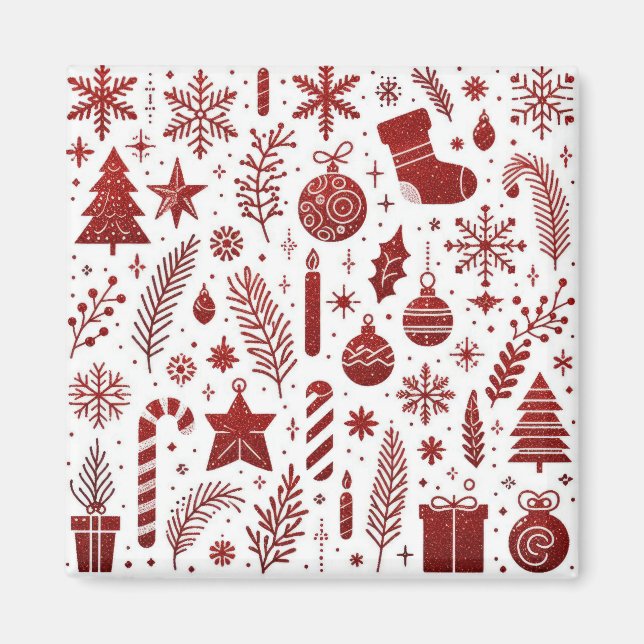 Aimant de Noël Rouge Blanc (Devant)