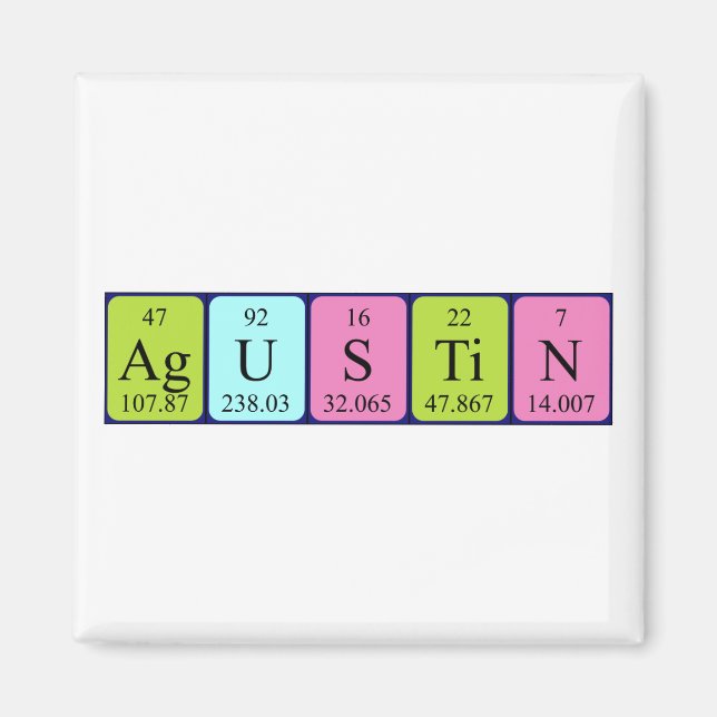 Aimant de nom de table périodique Agustin (Devant)