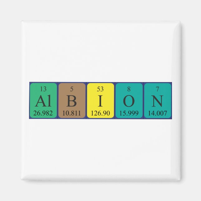 Aimant de nom de table périodique Albion (Devant)
