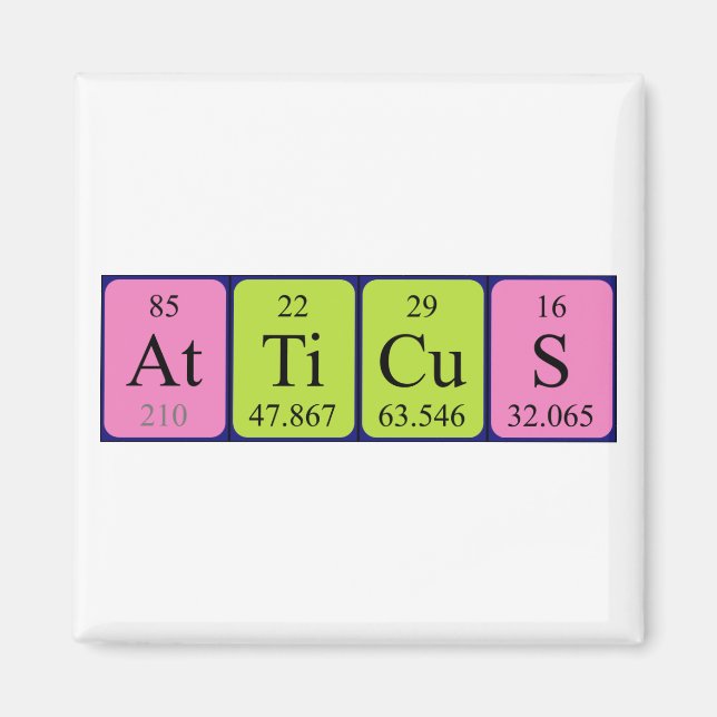 Aimant de nom de table périodique Atticus (Devant)