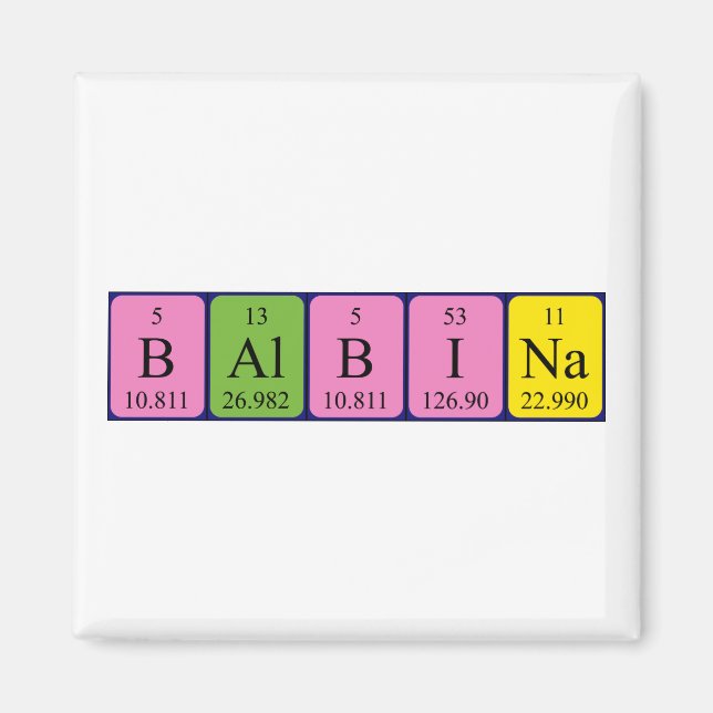 Aimant de nom de table périodique Balbina (Devant)