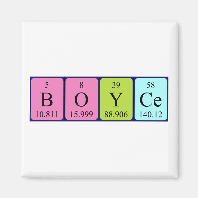 Aimant de nom de table périodique Boyce (Devant)