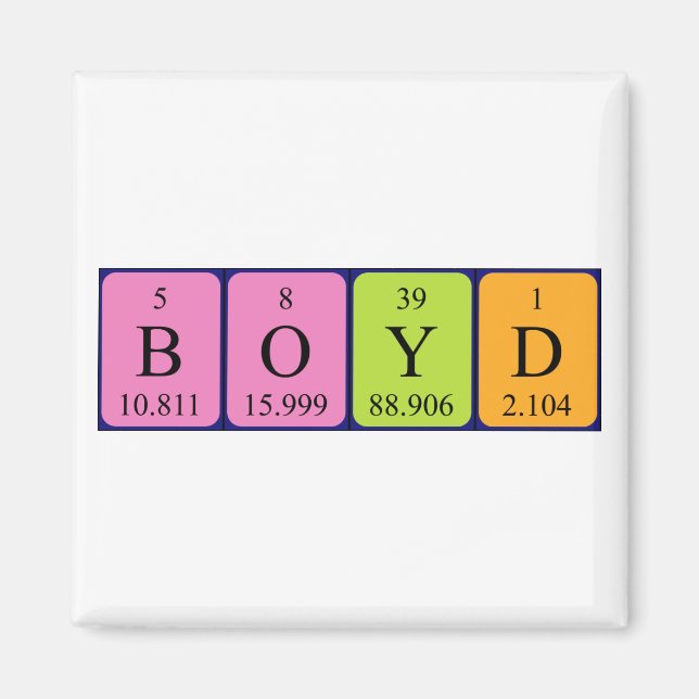 Aimant de nom de table périodique Boyd (Devant)