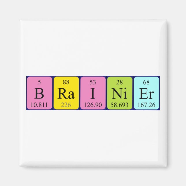 aimant de nom de table périodique Brainier (Devant)