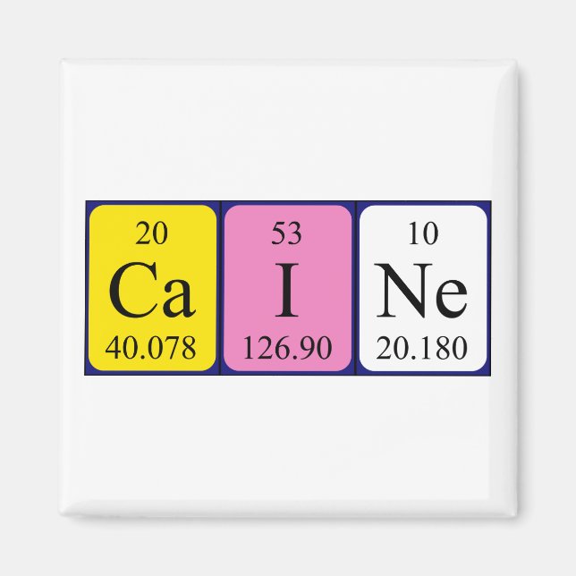 Aimant de nom de table périodique Caine (Devant)