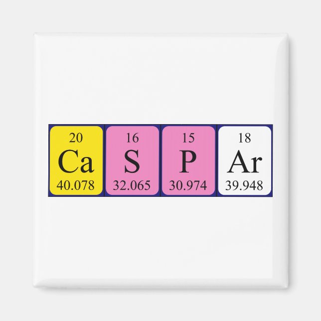 Aimant de nom de table périodique Caspar (Devant)