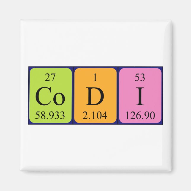 Aimant de nom de table périodique Codi (Devant)
