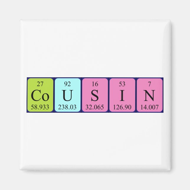Aimant de nom de table périodique Cousin (Devant)