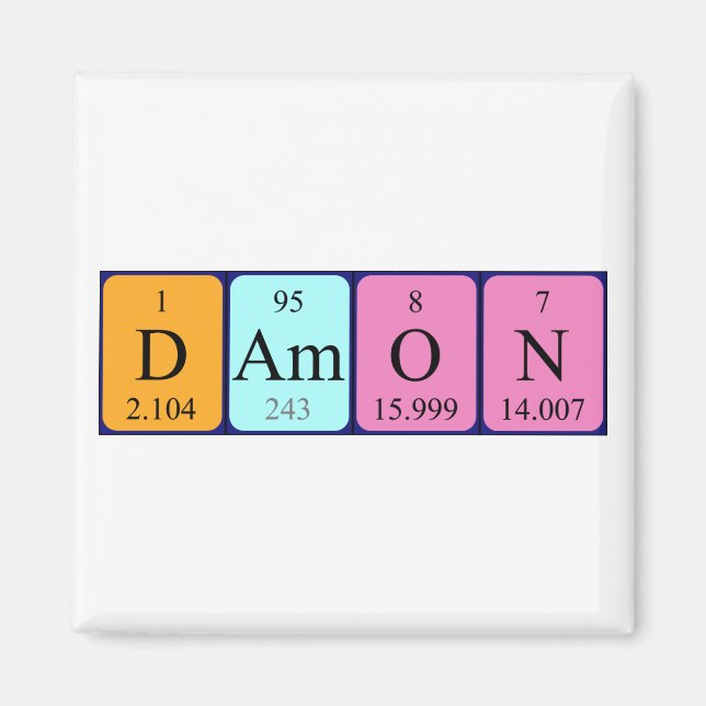 Aimant de nom de table périodique Damon (Devant)