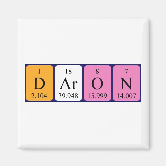 Aimant de nom de table périodique Daron (Devant)