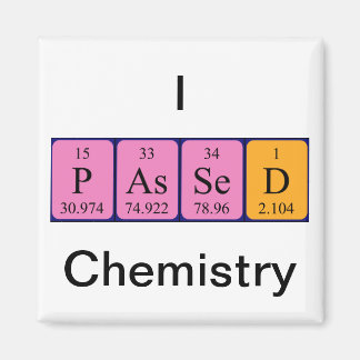 Aimant de nom de table périodique de la chimie pas