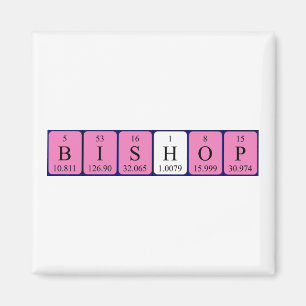 Aimant de nom de table périodique de l'évêque