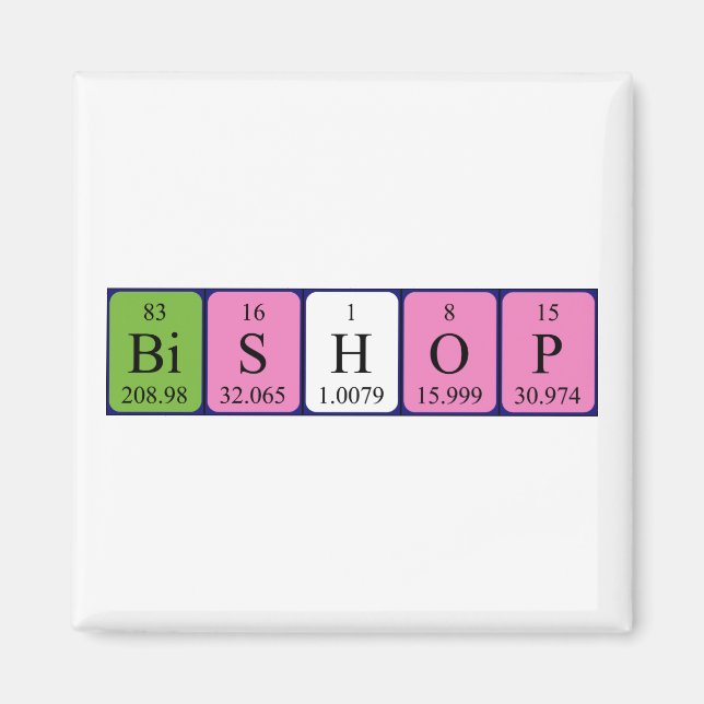 Aimant de nom de table périodique de l'évêque (Devant)