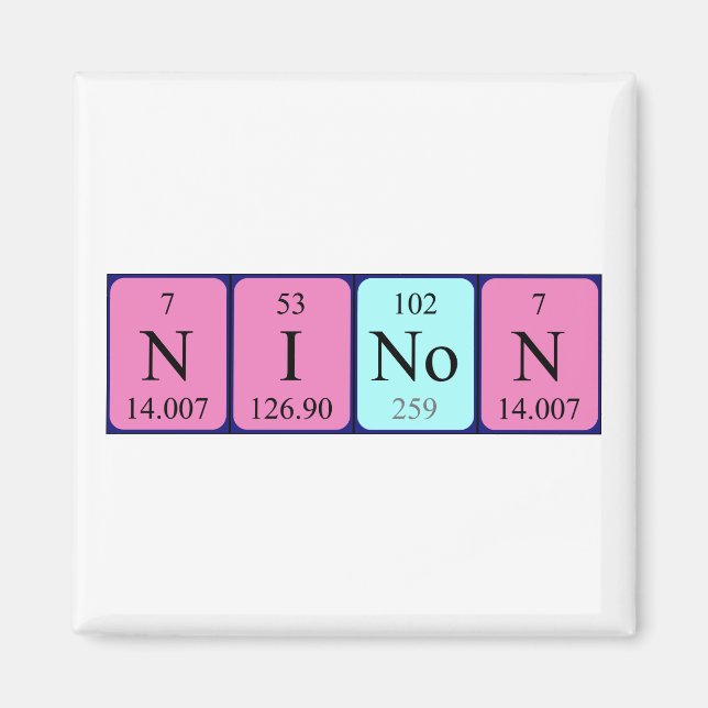 Aimant de nom de table périodique de Ninon (Devant)