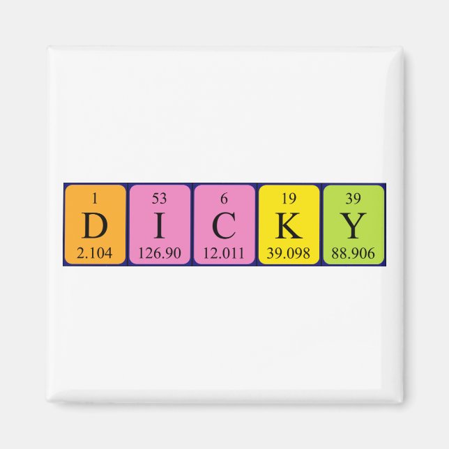 Aimant de nom de table périodique Dicky (Devant)