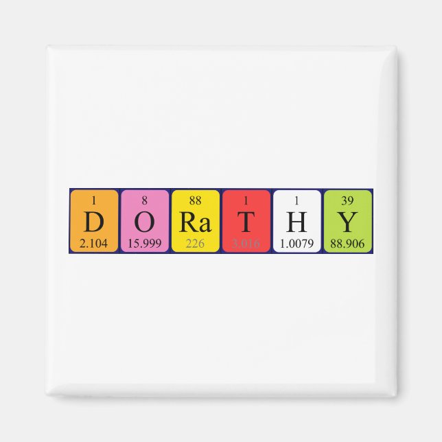 Aimant de nom de table périodique Dorathy (Devant)