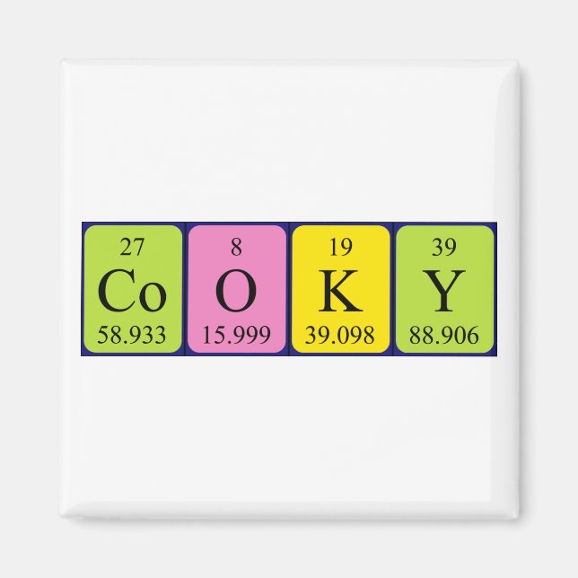Aimant de nom de table périodique du cookie (Devant)