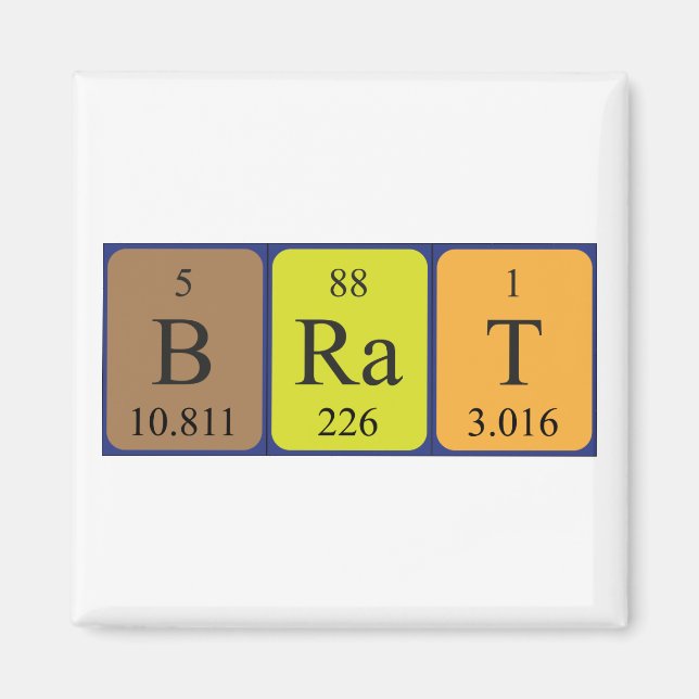 Aimant de nom de table périodique du pain (Devant)