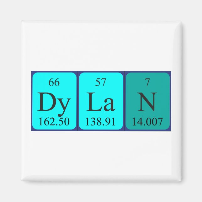 aimant de nom de table périodique Dylan (Devant)