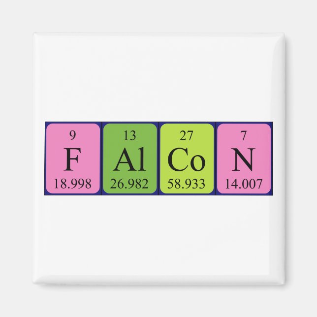 Aimant de nom de table périodique Falcon (Devant)