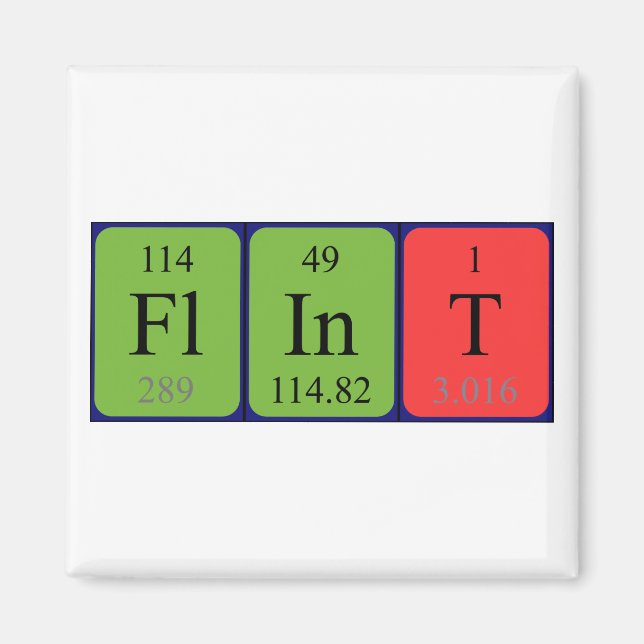 Aimant de nom de table périodique Flint (Devant)