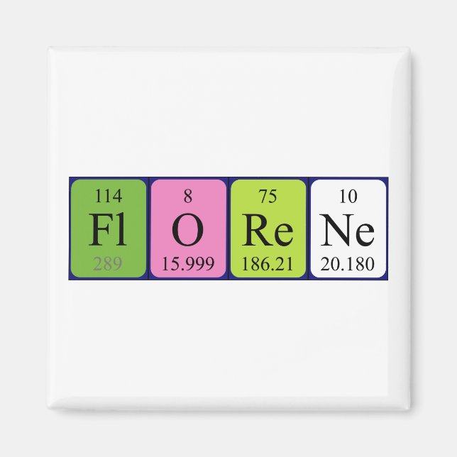 Aimant de nom de table périodique Florene (Devant)