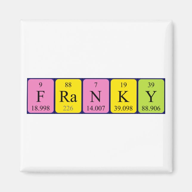 Aimant de nom de table périodique franc (Devant)