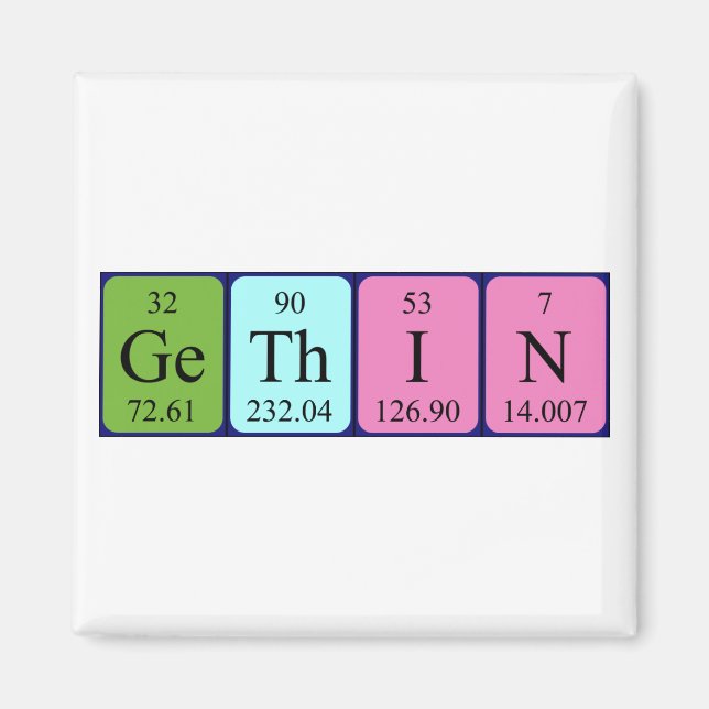 Aimant de nom de table périodique Gethin (Devant)