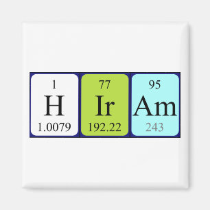 Aimant de nom de table périodique Hiram