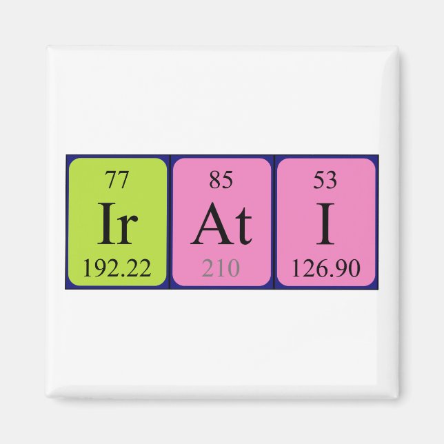 Aimant de nom de table périodique Irati (Devant)