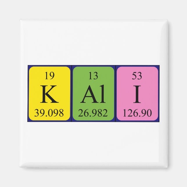 Aimant de nom de table périodique Kali (Devant)