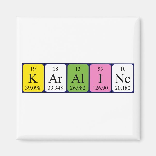 Aimant de nom de table périodique karaline (Devant)