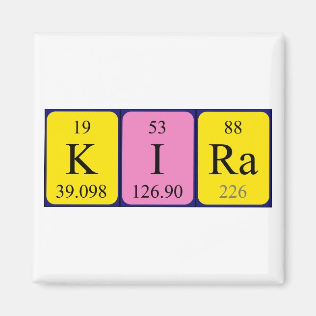 Aimant de nom de table périodique Kira (Devant)