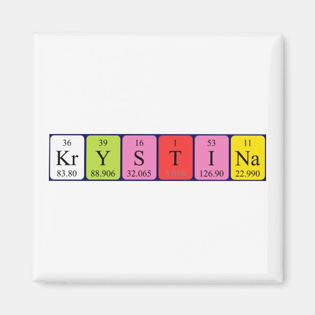 Aimant de nom de table périodique Krystina (Devant)