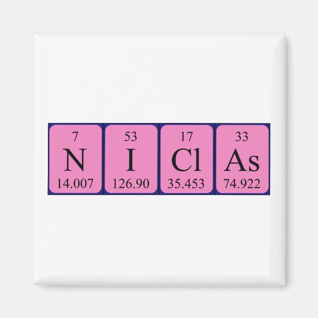 Aimant de nom de table périodique Niclas (Devant)